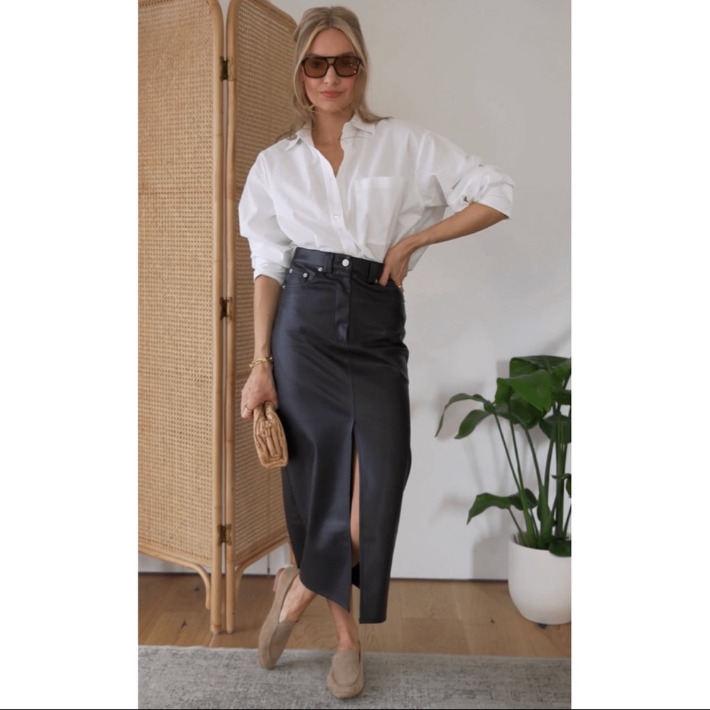ZARA BLACK FAUX LEATHER SKIRT M NWT